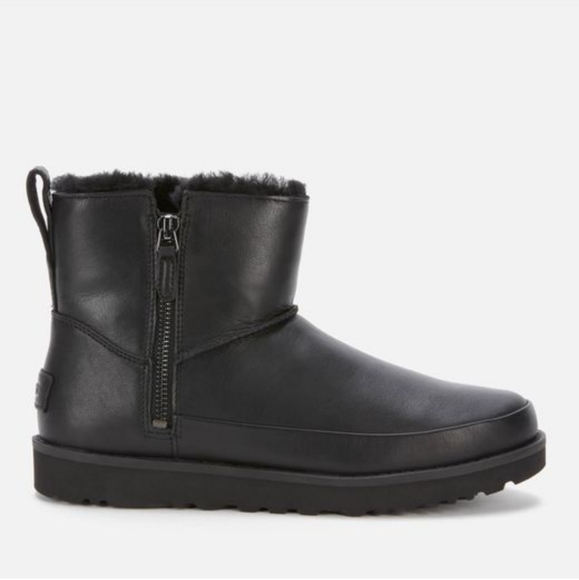 UGG Shoes - UGG black classic zip mini waterproof leather boots 8